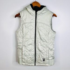 Spyder Quilted Hoodie Bomber Vest Light Silver Green Women's Medium